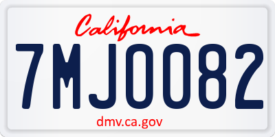 CA license plate 7MJO082