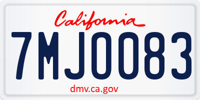 CA license plate 7MJO083