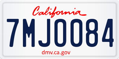 CA license plate 7MJO084