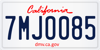 CA license plate 7MJO085