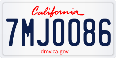 CA license plate 7MJO086