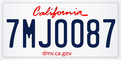 CA license plate 7MJO087