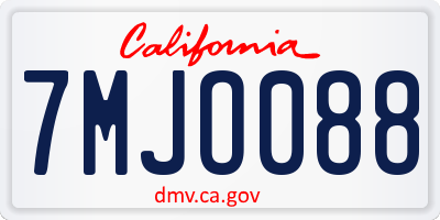 CA license plate 7MJO088