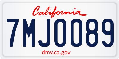 CA license plate 7MJO089