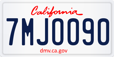 CA license plate 7MJO090