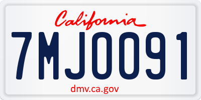 CA license plate 7MJO091