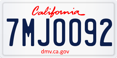 CA license plate 7MJO092