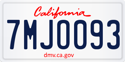 CA license plate 7MJO093