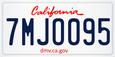 CA license plate 7MJO095