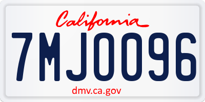 CA license plate 7MJO096