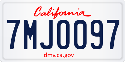 CA license plate 7MJO097