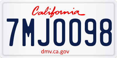 CA license plate 7MJO098