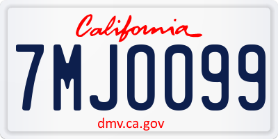 CA license plate 7MJO099