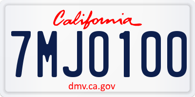 CA license plate 7MJO100