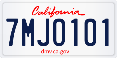 CA license plate 7MJO101