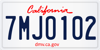 CA license plate 7MJO102