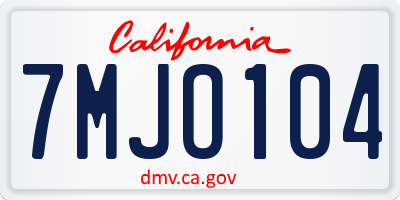 CA license plate 7MJO104