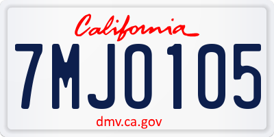 CA license plate 7MJO105