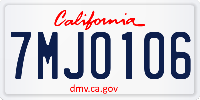 CA license plate 7MJO106