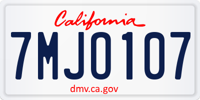 CA license plate 7MJO107