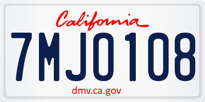 CA license plate 7MJO108