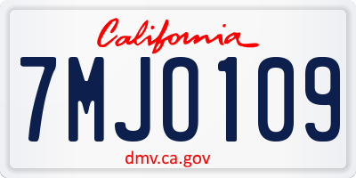 CA license plate 7MJO109