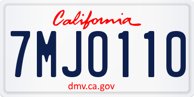 CA license plate 7MJO110