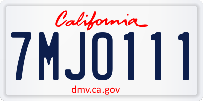 CA license plate 7MJO111