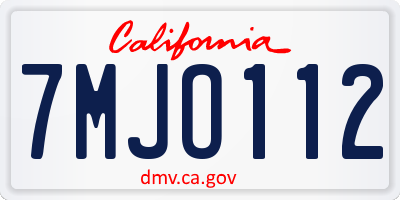 CA license plate 7MJO112