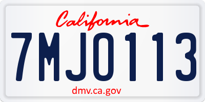 CA license plate 7MJO113