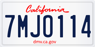 CA license plate 7MJO114