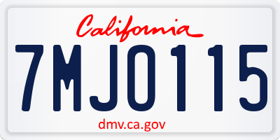 CA license plate 7MJO115