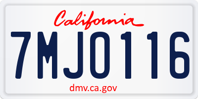 CA license plate 7MJO116