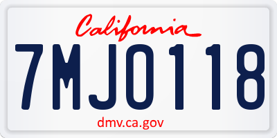 CA license plate 7MJO118