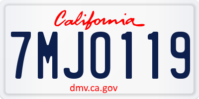 CA license plate 7MJO119