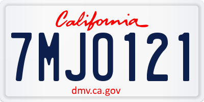 CA license plate 7MJO121