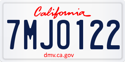 CA license plate 7MJO122