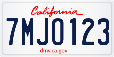 CA license plate 7MJO123