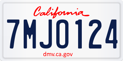 CA license plate 7MJO124