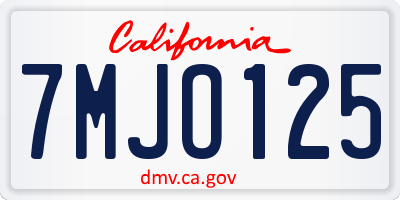 CA license plate 7MJO125