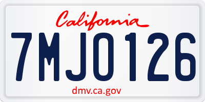 CA license plate 7MJO126