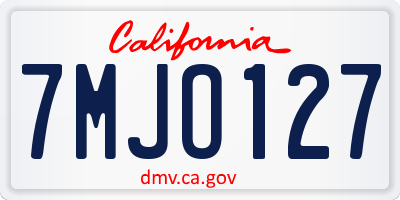 CA license plate 7MJO127