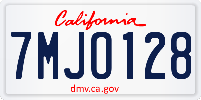 CA license plate 7MJO128