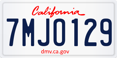 CA license plate 7MJO129