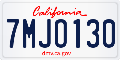 CA license plate 7MJO130