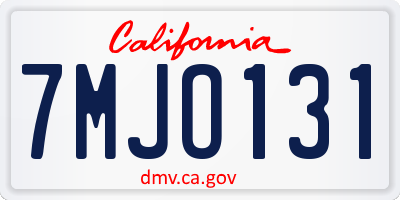 CA license plate 7MJO131