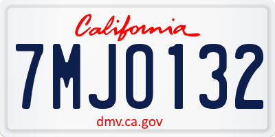 CA license plate 7MJO132