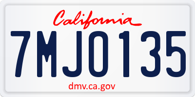 CA license plate 7MJO135