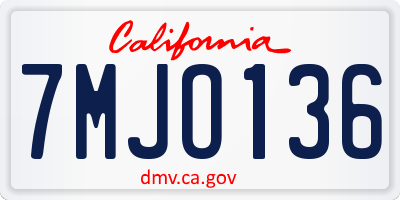 CA license plate 7MJO136