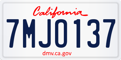 CA license plate 7MJO137